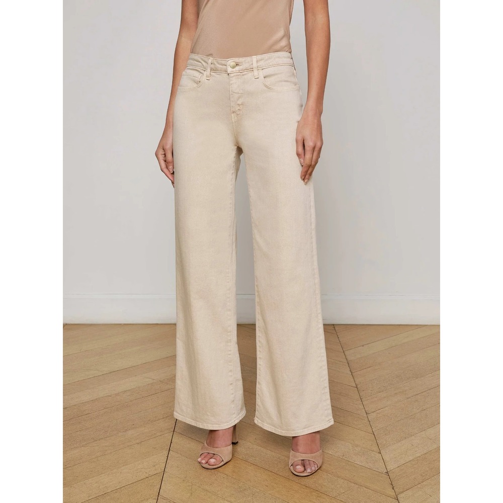 L'AGENCE Alicent Wide-Leg Jeans in Biscuit Women Actual 32 (Tag 30) NWT‎ $285
